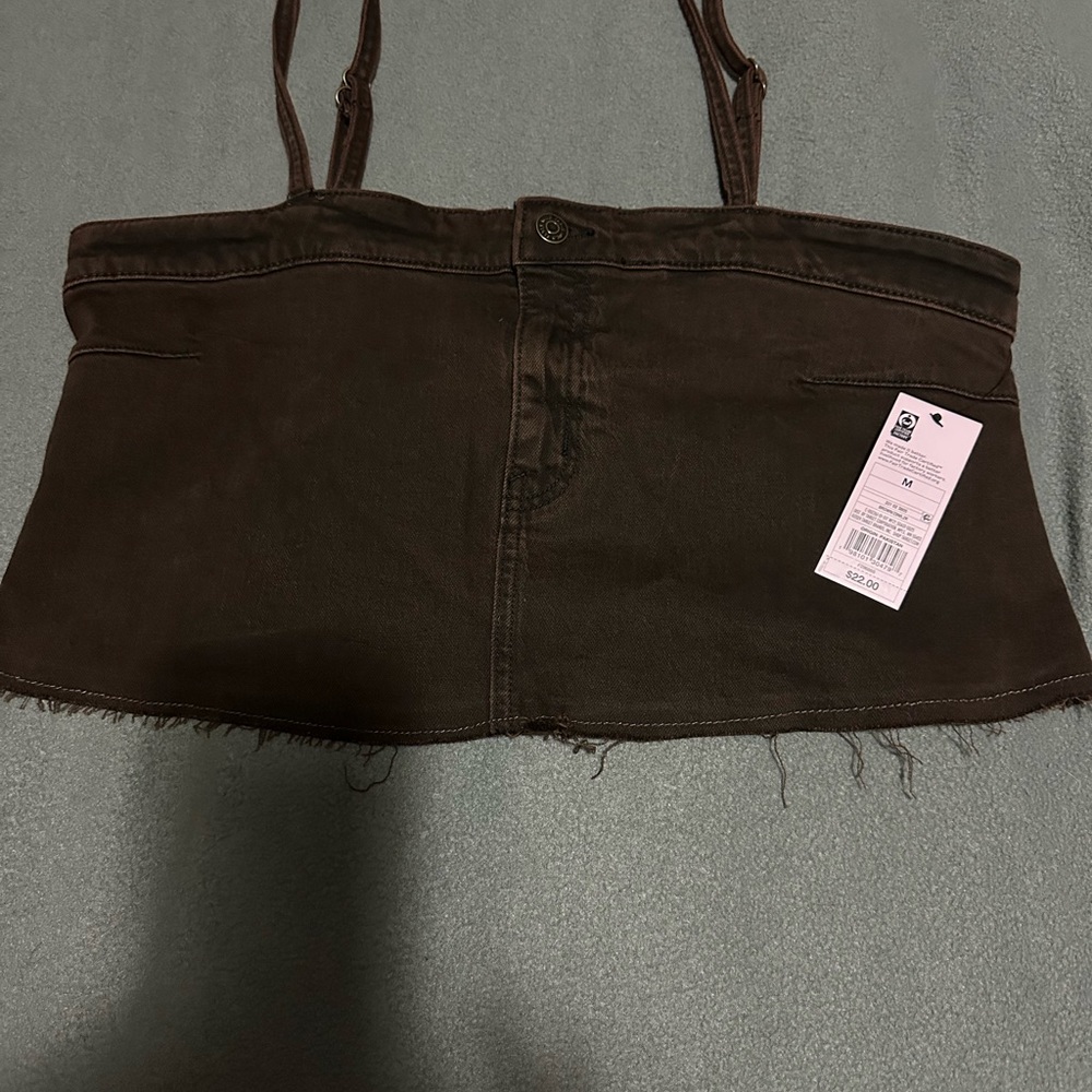 Brown Denim Tube Top
